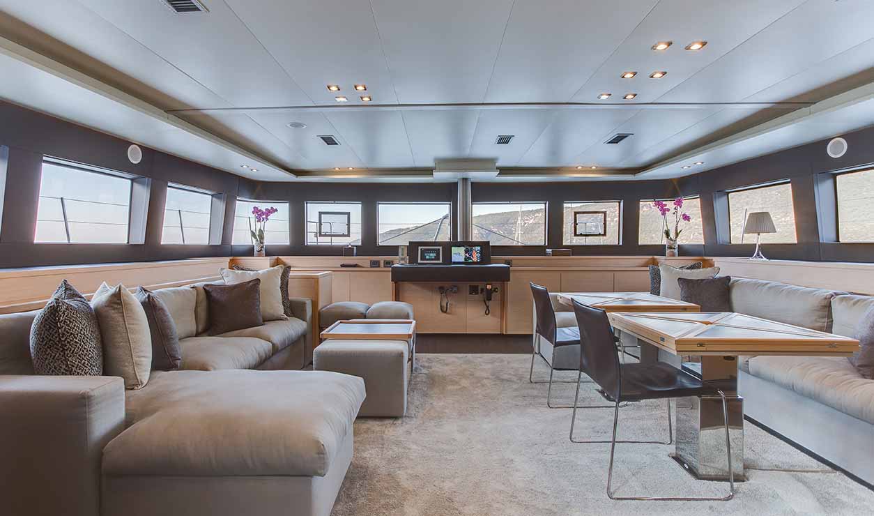 Immaculate main saloon onboard one of our luxury vessels
